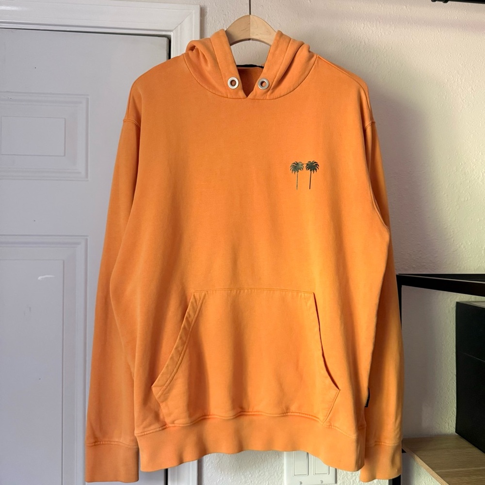 Palm Angels orange cotton terry logo 2024 Miami long sleeve pullover hoodie